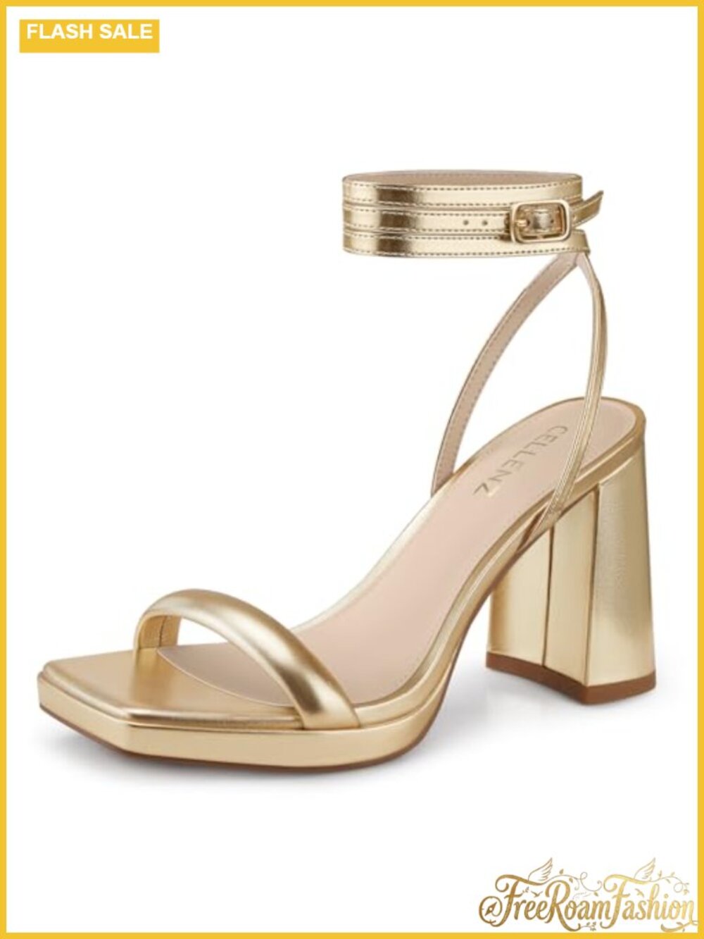Women Chunky Platform Heeled Sandals Open Toe Ankle Strap Dressy